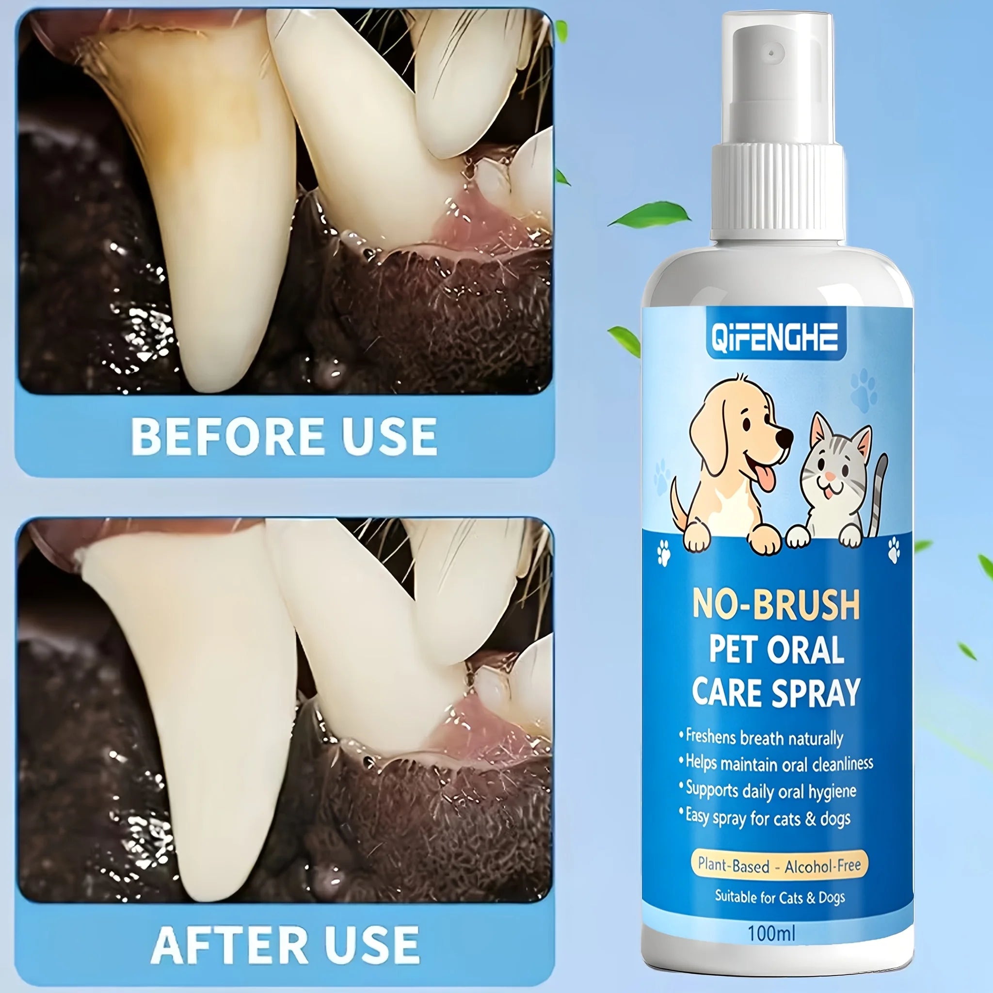 Pet 2-In-1 Oral Dental Spray for Dogs And Cats, Breath Freshener And Teeth Cleaning Cleaner, Tartar Control And Bad Breath Remov Oasis Select