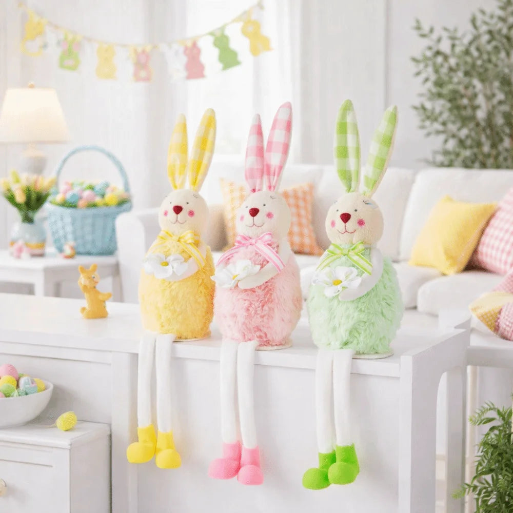 Easter Bunny Plush Doll | Soft Long-Leg Rabbit Figure Decor