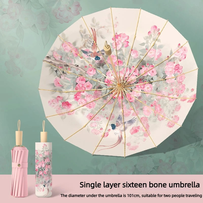 Sun Parasol Elegant Handheld Umbrella Lightweight Windproof Shade For Outdoor Travel Photography Daily Matching Accessory Oasis Select Pink-single-sided Aluminum 16K