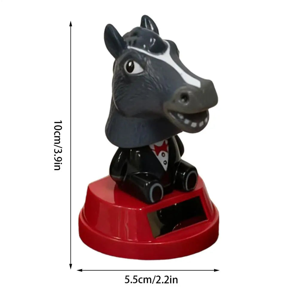 Car Ornament Solar Ornament Bobblehead Doll horse Shape Ornament Gift Creative Interior Car Supplies Car Dashboard Ornament Oasis Select Gray