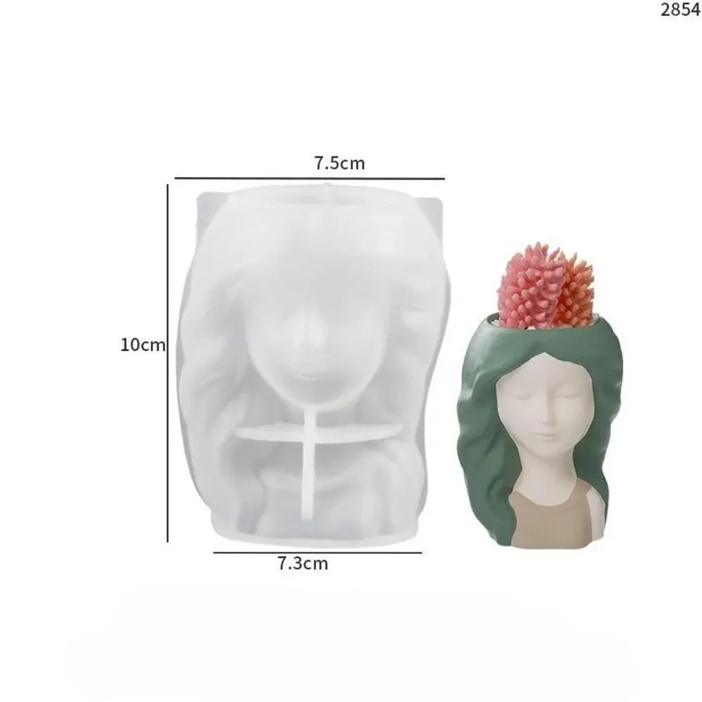 3D Beauty Flower Girls Pot Silicone Mold DIY Homemade Portrait Succulent Flower Vase Plaster Gypsum Epoxy Resin Mould Home Decor Oasis Select Mold 001