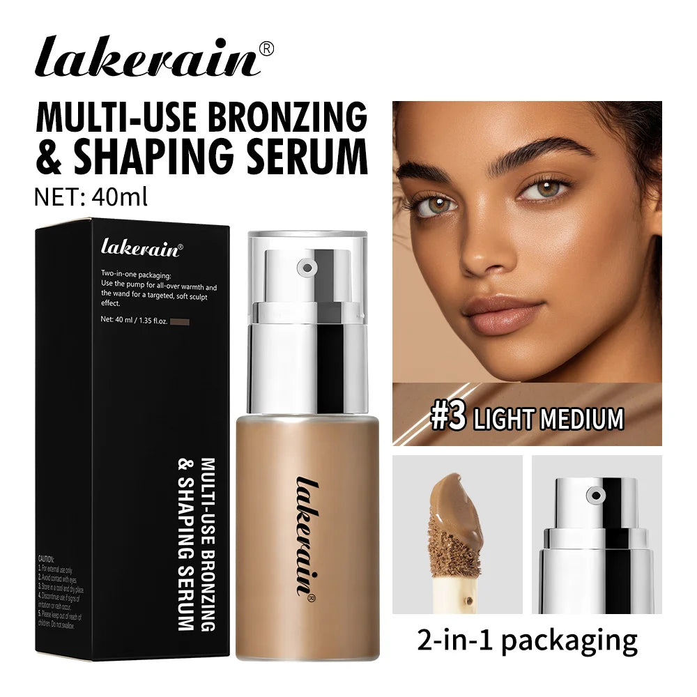 Liquid Foundation Serum Brighten Skin Facial Contouring Foundation Contouring Serum Moisturizes Nourishes Bronzing Makeup Oasis Select 3 Light Medium