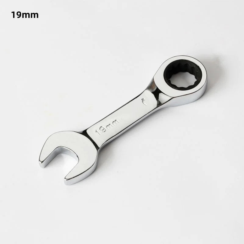 1Pcs 6-19mm 72 Tooth Short Handle Ratchet Socket Wrench CRV Quick Open Reversible Combination Stubby Spanner Auto Repair Tools Oasis Select 19mm