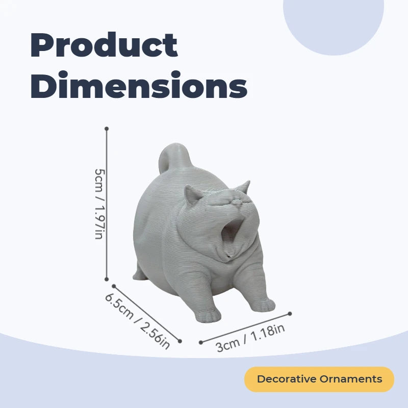 Funny Yawning Fat Cat Figurine Miniature Cartoon Kitten Statue Cute Chubby Cat Ornament for Home Office Desktop Decor Cute Gifts Oasis Select Yawning Cat Grey