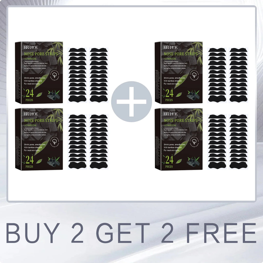 EELHOE Charcoal Bamboo Blackhead Nose Strips 24 Pack Blackhead Nose Strips Oasis Select Buy 2 for 2 Free