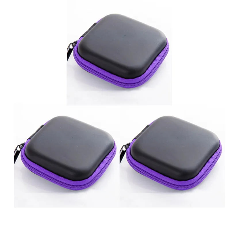 1/3Pcs Zipper Storage Bag For Wired Earphone Data Cable Mini Portable Small Square Bag For AirPods Key Money Bag Protector Case Oasis Select 3pcs Purple
