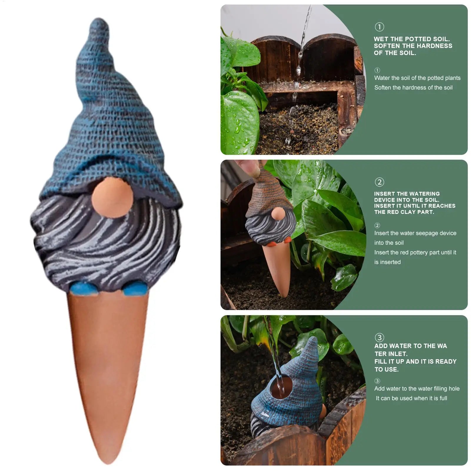 Automatic Potted Plant Watering SystemCute Gnome Shape Irrigation Spikes Efficient Self Watering Planter Insert Plant Waterer Oasis Select