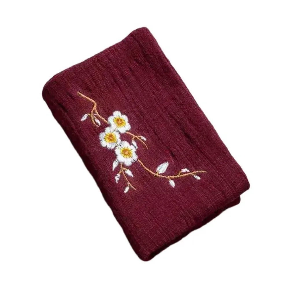 Durable Cotton Tea Cloth Lightweight Embroidery Cleaning Rag Ultra-soft High-class Fabric Cotton and Linen Tea Towels Oasis Select wine red-19cm x 29cm