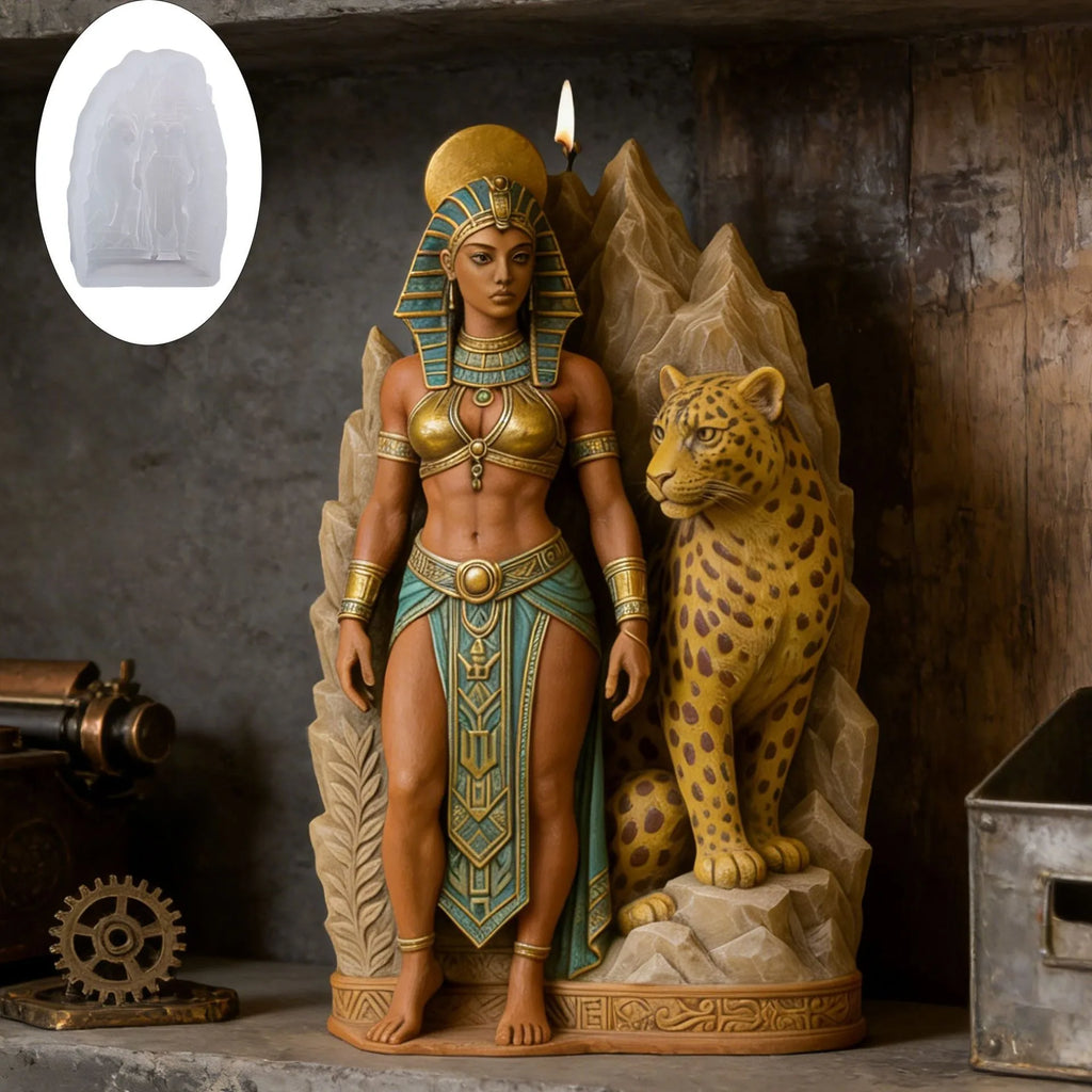 3D Egyptian Queen With Leopard Silicone Mold - Candle, Soap, Resin Craft Mould For Home Decor & Art Projects Oasis Select