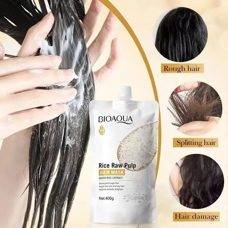 Rice Keratin Hair Mask 400g – Smooth, Soft & Frizz-Free Hair