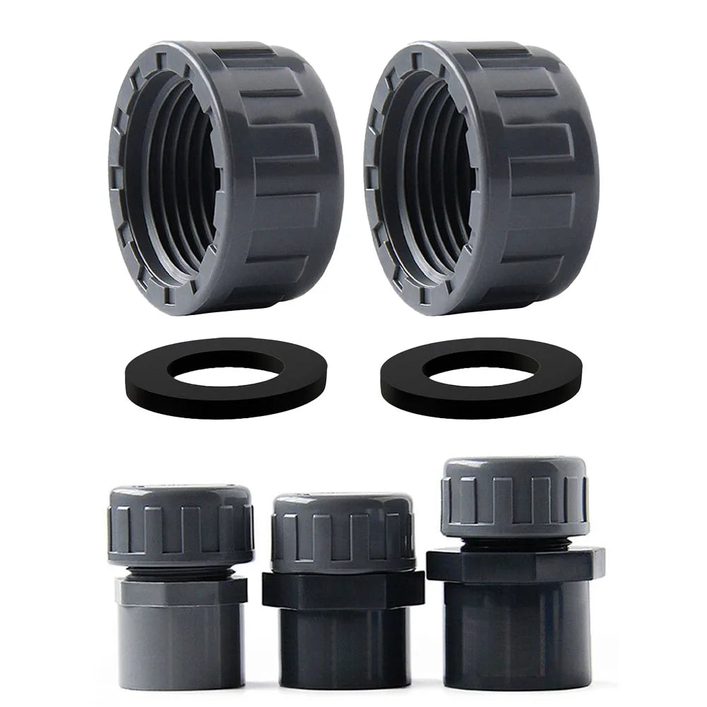 2pcs PVC Female Thread End Cap Connector 20mm/25mm/32mm Hose Connector With Rubber Seals Water Pipe Connector Fittings Oasis Select