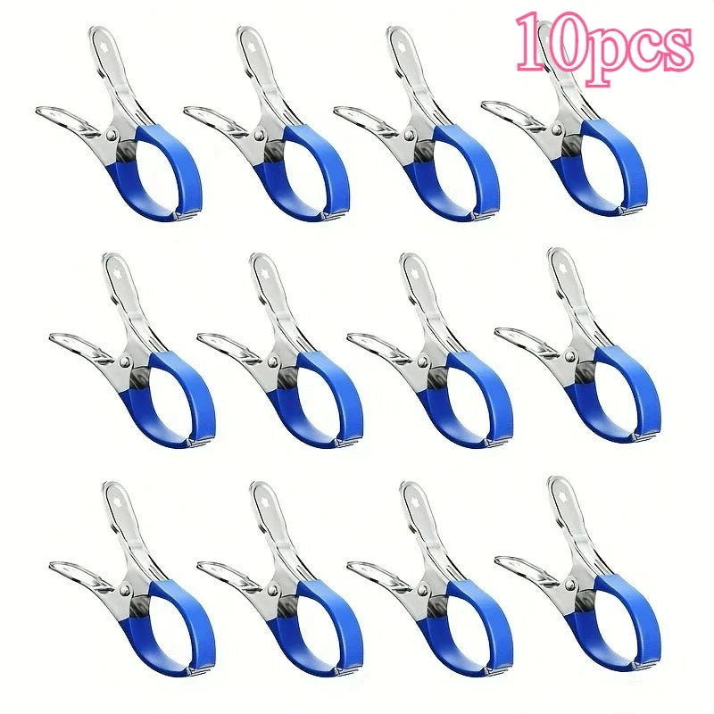 10Pcs Heavy Duty Stainless Steel Pool Cover Clips with Plastic Handles Windproof Spring Clamps for Swimming Pool Cover Oasis Select