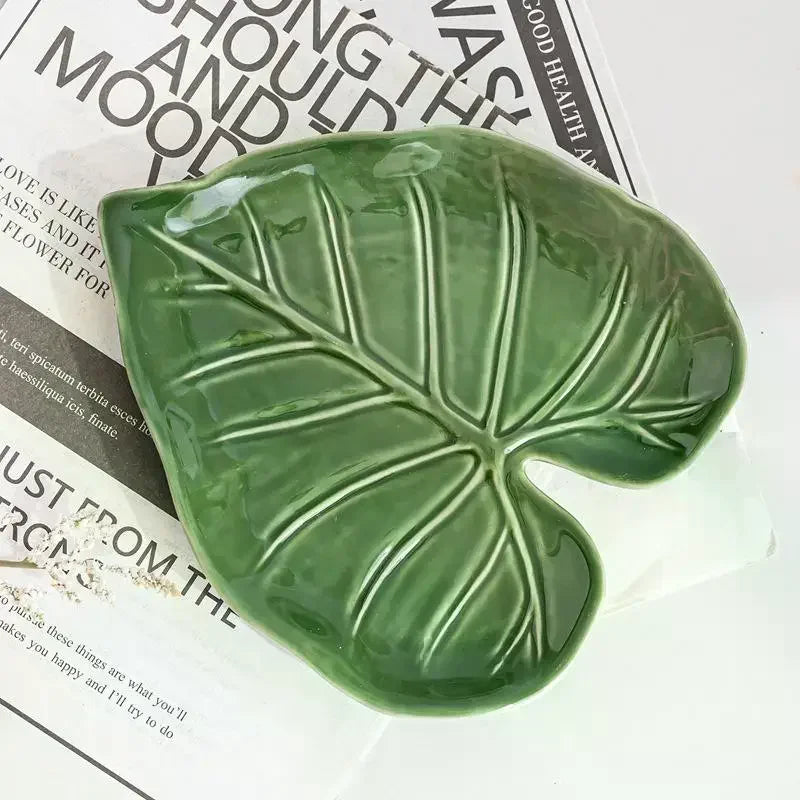 Ceramic Spatula Holder, Kitchen Countertop Spoon Holder, Cute Leaf Design, Multifunctional Cutlery Holder Oasis Select