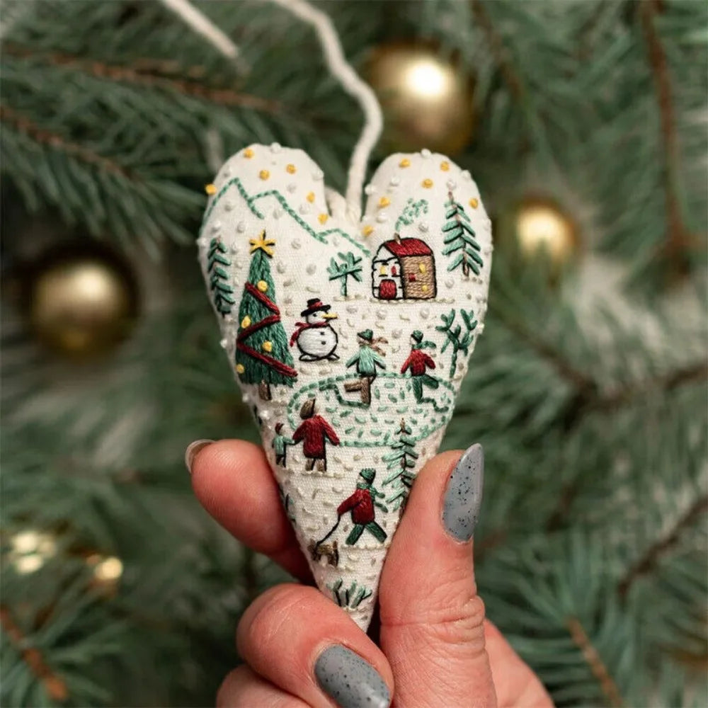Christmas Heart Cross Stitch Embroidery Kit | Needle & Thread