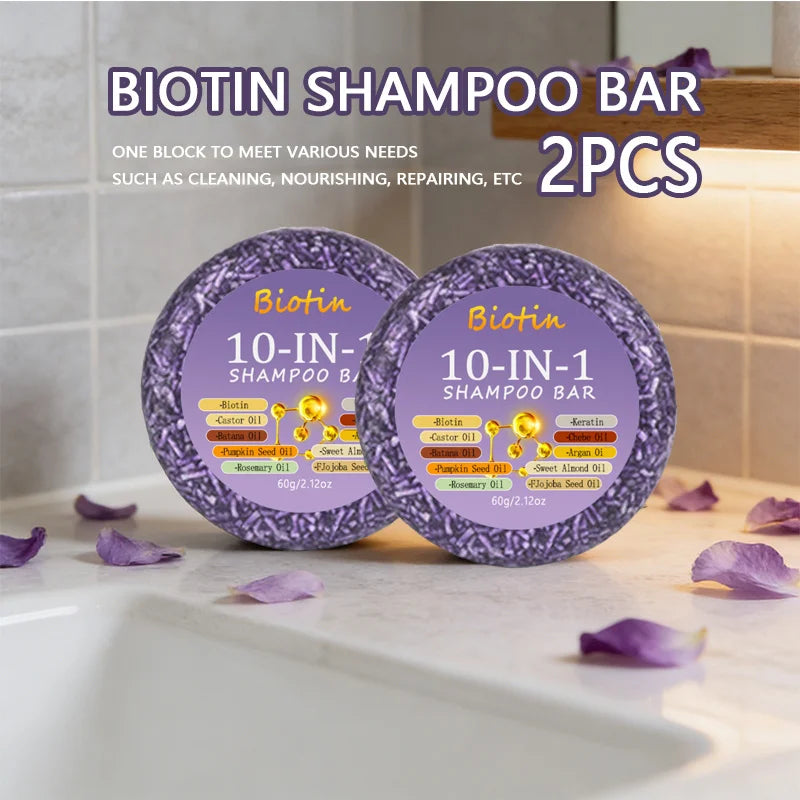 2PCS10-in-1 biotin shampoo soap, rich in biotin and keratin extract, deeply cleanses hair Oasis Select