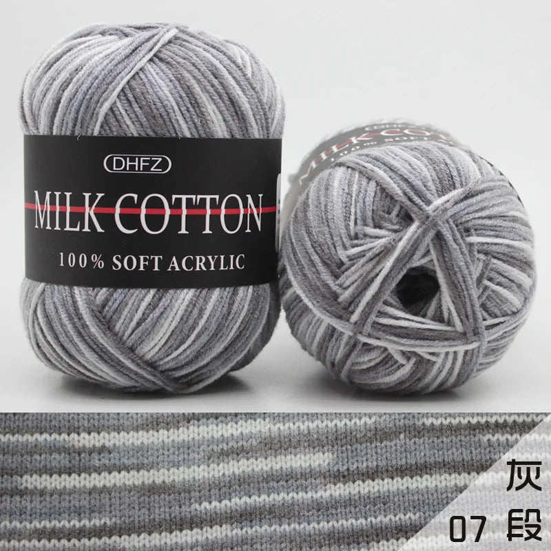 DIY Three Strands Graded Section Dyed Wool Medium Fine Cotton Thread Hand Crochet Doll Milk Cotton Thread Crochet Yarn Oasis Select 07