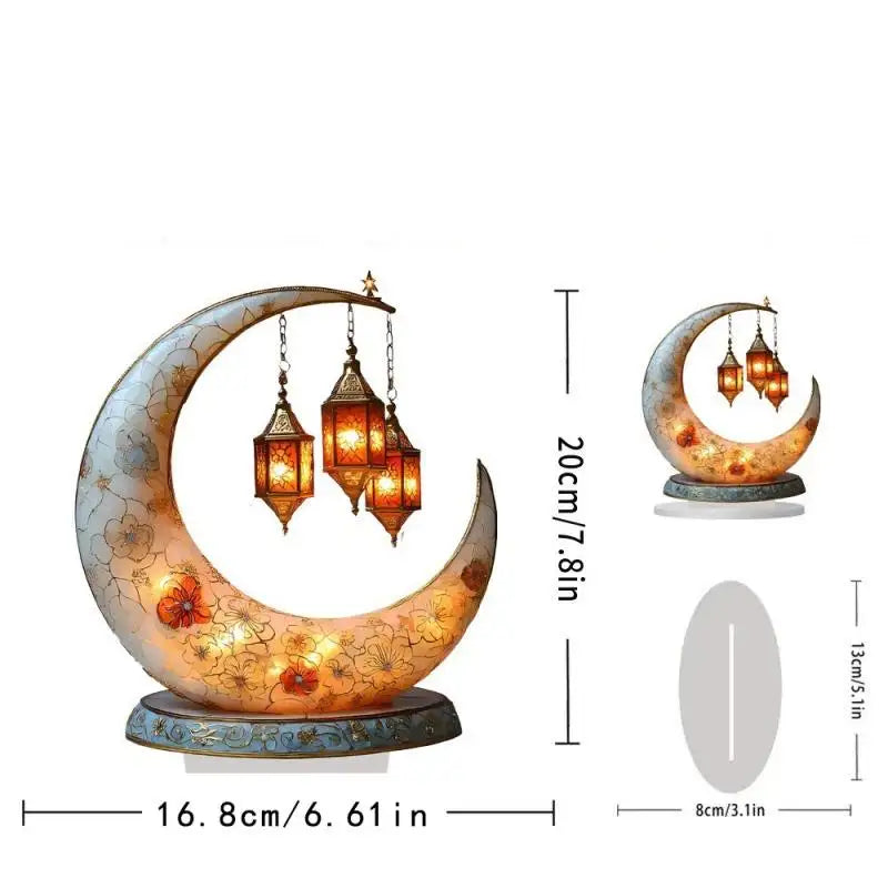 2D Acrylic Crescent Castle Ornament Ramadan Festival Decoration Eid Al-Fitr Mubarak Islamic Table Sign Home Party Events Decor Oasis Select A2