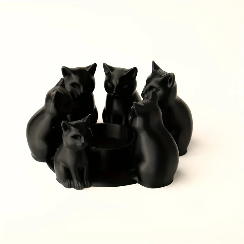 3D-printed Cat Ring Candle Holder Cute Desktop Decorative Craft Accessory Fashionable Living Room Bedroom Home Decor Oasis Select