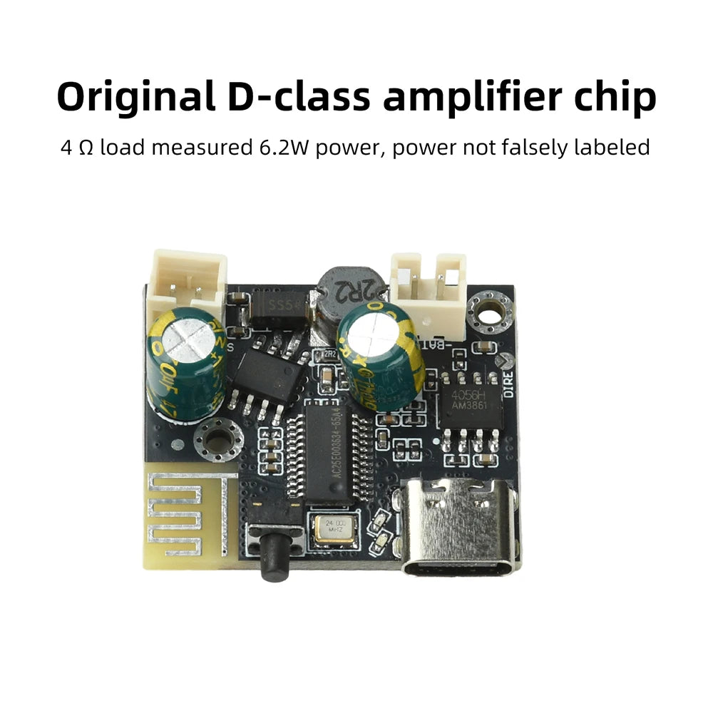 Bluetooth Audio Amplifier Board 5V 6.2W D-Class Mono Module with USB Input for DIY Portable Speaker Support EQ Adjustment on PC Oasis Select