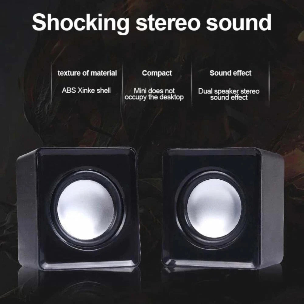 AyeBeau Mini USB Computer Speakers – 2.0 Stereo Desktop PC