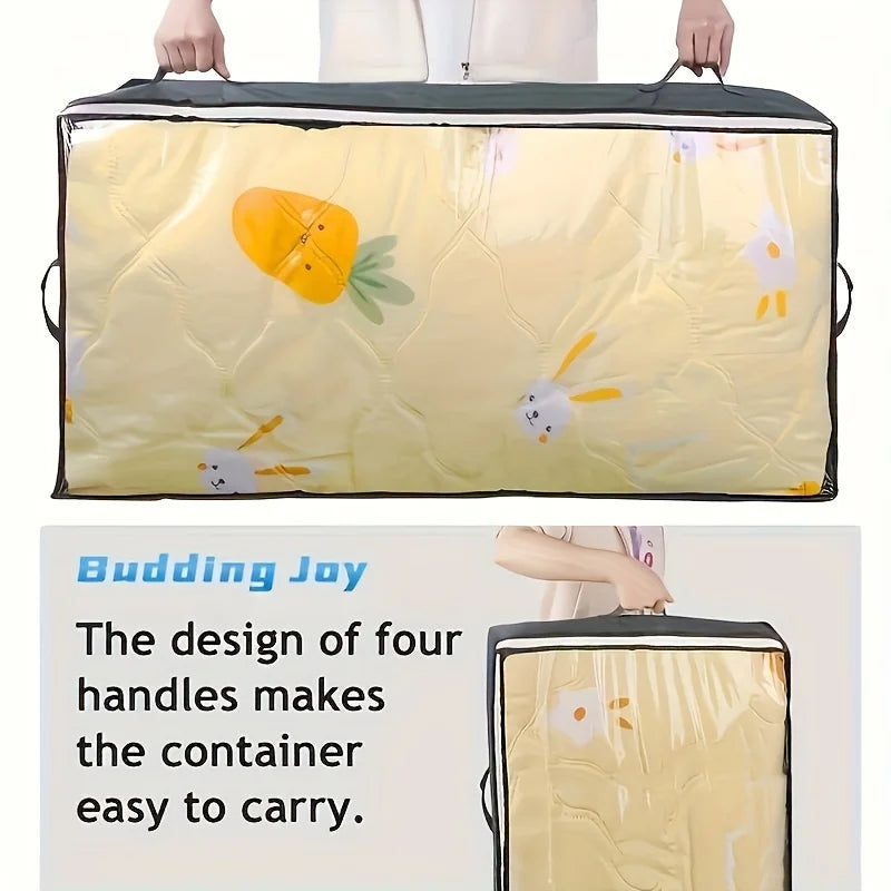 Bedside Storage Box with Lid, Under-Bedside Storage Bag with Transparent Window Reinforced Handles for Clothes, Bedding Oasis Select