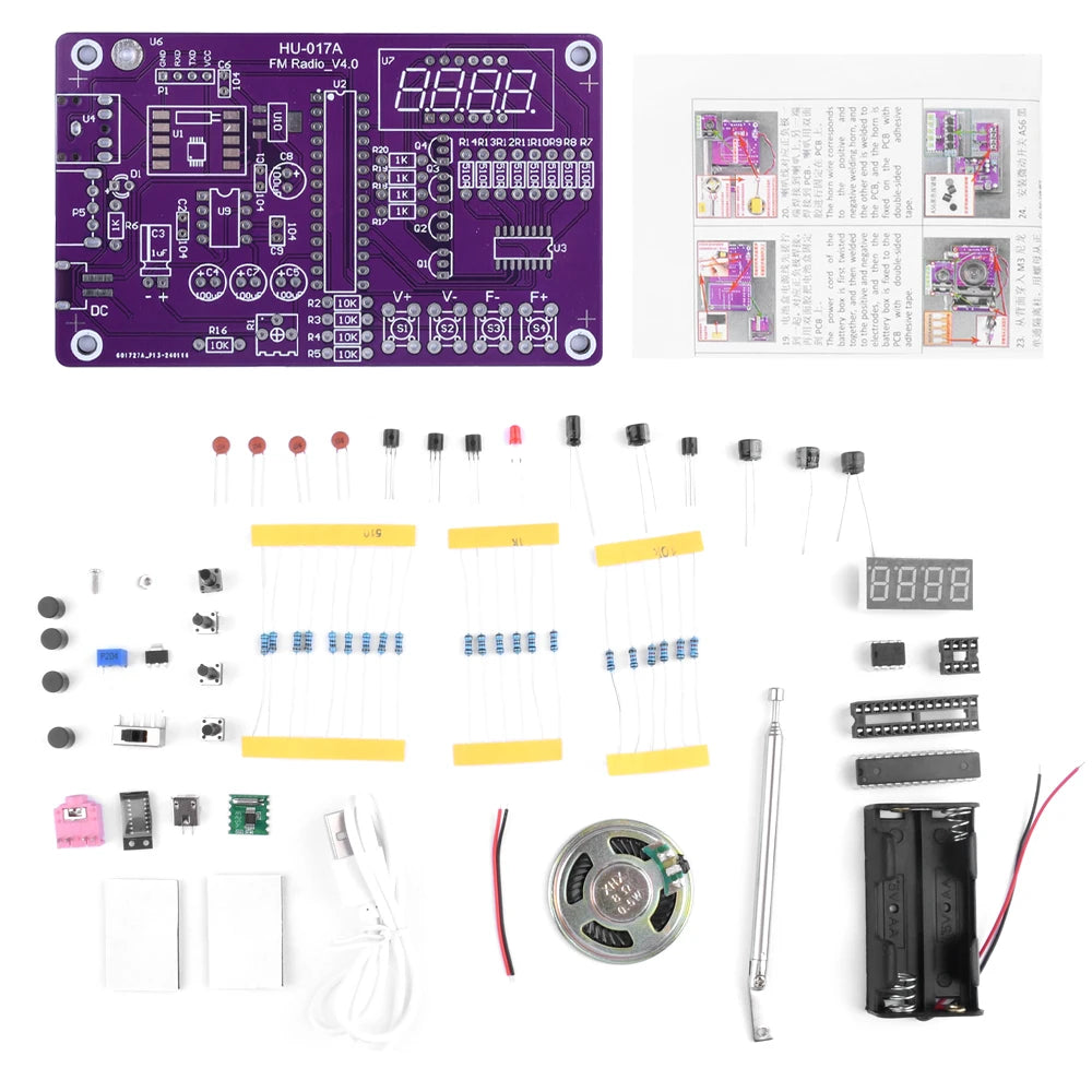 DIY FM Radio Electronic Kit Adjustable Frequency 87-108MHz Digital Display Soldering Project Practice Solder RDA5807S Oasis Select Without case 1