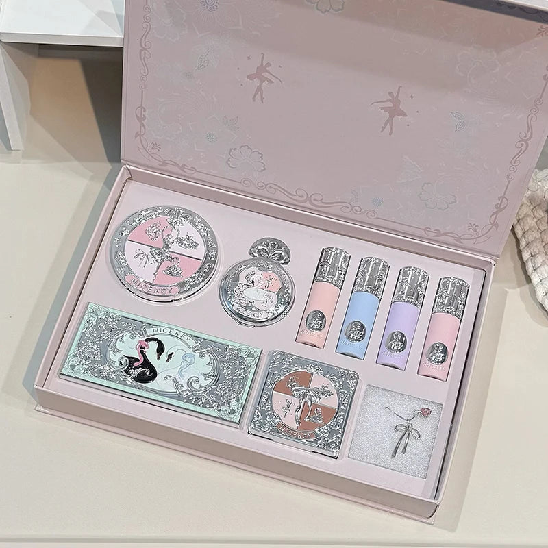 NICEKEY Pink Ballet 9-Piece Makeup Set with Necklace Gift