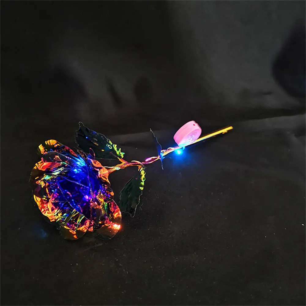1pcs Led Light Up Glowing Roses Red Flower Bouquet Led Flash Handheld Valentine's Day Glow Party Wedding Decoration Oasis Select Colorful purple