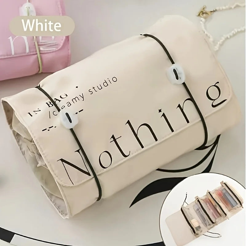 Portable Foldable 4-in-1 Detachable Makeup Bag Large Capacity Travel Cosmetic Organizer Oasis Select Beige