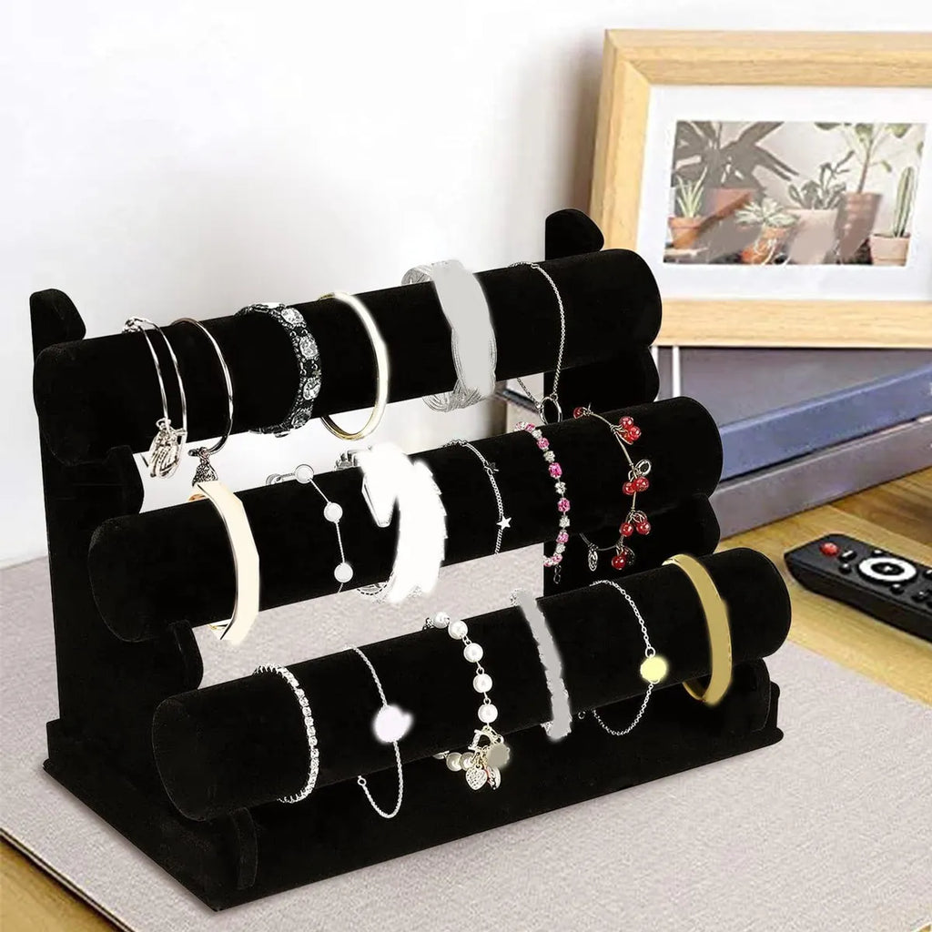 Bracelet display rack, 2-layer 3-layer bracelet storage rack, velvet jewelry rack, suitable for necklaces, headbands, watches Oasis Select