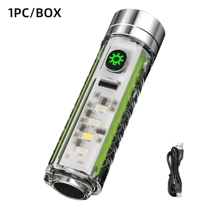 Mini USB-C Rechargeable LED Keychain Flashlight with UV & Magnet