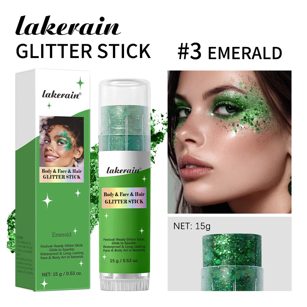 Body Glitter Sequin Stick Gel Texture Long-Lasting Dazzling Smudge-Proof Rich Sparkling Glitter Body Art for Party Stage Makeup Oasis Select Emerald