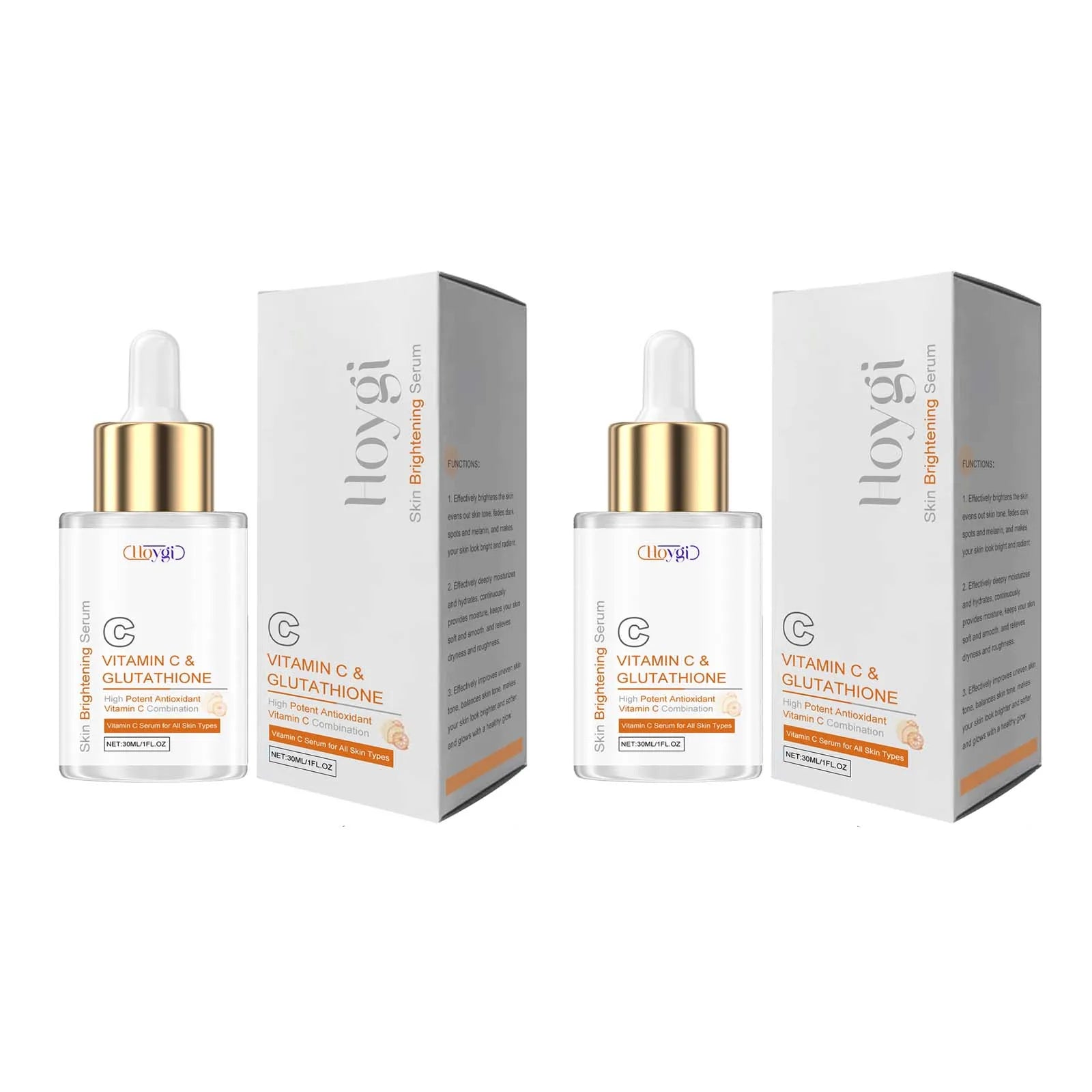 Hoygi Vitamin C & Glutathione Face Serum – Brighten & Firm Brightening Face Serum Oasis Select 2 x 30ml Boxed