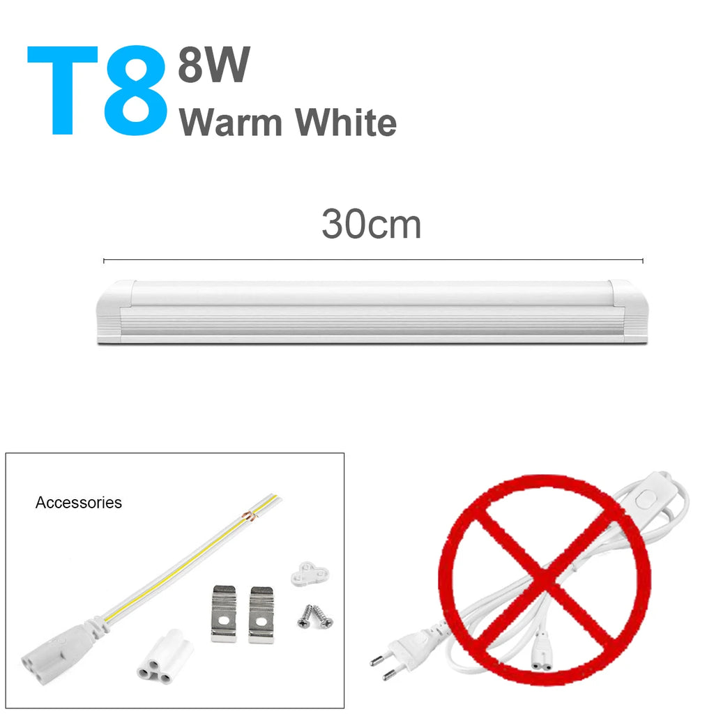 Aluminum LED Light Bar 220V 110V T5/T8 LED Tube 6W 8W LED Fluorescent Tube For Indoor Kitchen Lighting LED Lamp Bulb Wall Lamp Oasis Select 1pcs T8 8W Warm 30cm