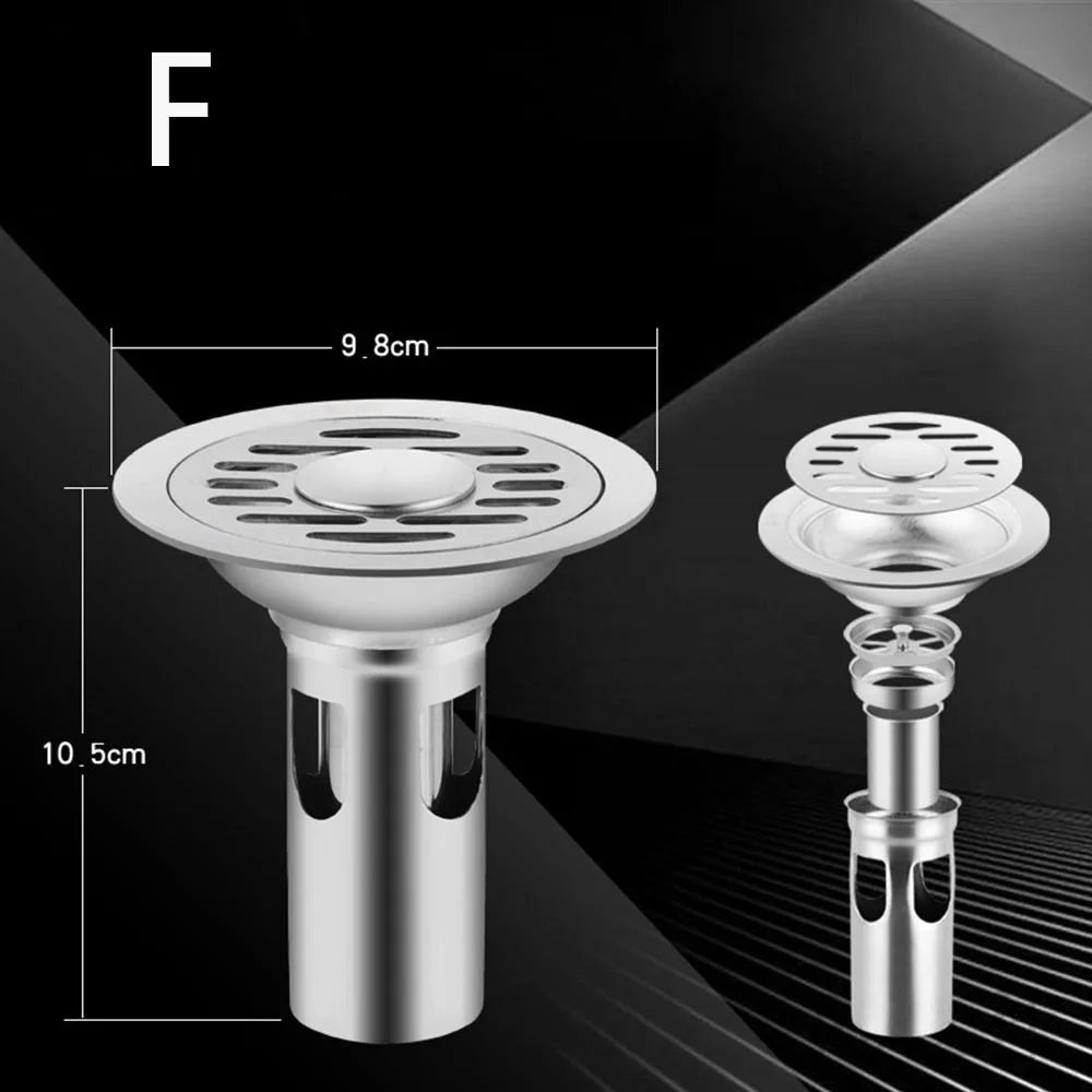 With Grid Grate Cover Shower Floor Drain Stainless Steel Round Dual-purpose Floor Drain Dectable Backflow Preventer Oasis Select 10cm-F