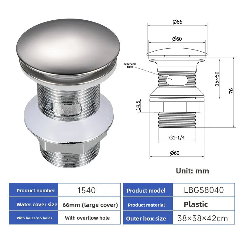 Pop Up Drain Stopper with Overflow, Lavatory Basin Drain without Overflow Black, Chrome or Oil Rubbed Bronze or Antique Oasis Select 1540-