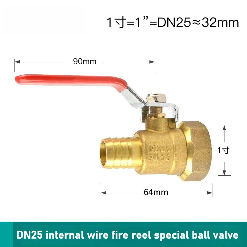 Brass Small Ball Valve 1inch DN25 Female/Male Thread Brass Valve Connector Joint Copper Pipe Fitting Coupler Adapter Oasis Select Female thread DN25 Fire ball valve