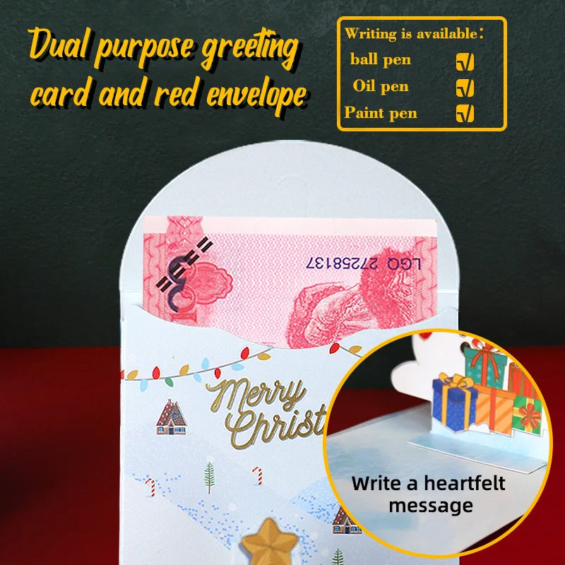 Original Design of 3D Stereoscopic Christmas Red Envelopes and Christmas Day Greeting Cards for Christmas Eve Oasis Select