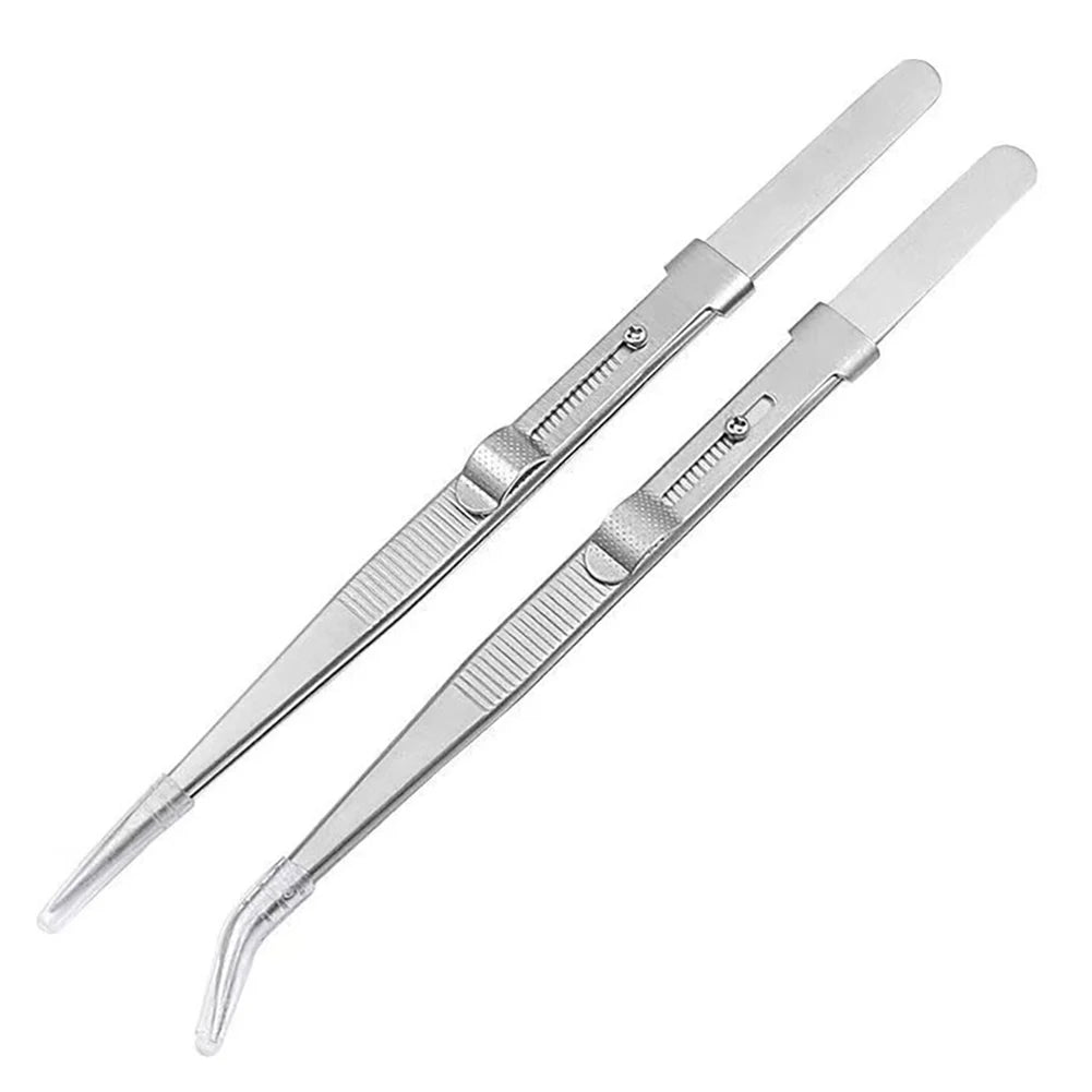 Stainless Steel Diamond Jewelry Tweezers Gemstone Pincette with Adjustable Antislip Lock Electronic Component Tweezer Hand Tools Oasis Select