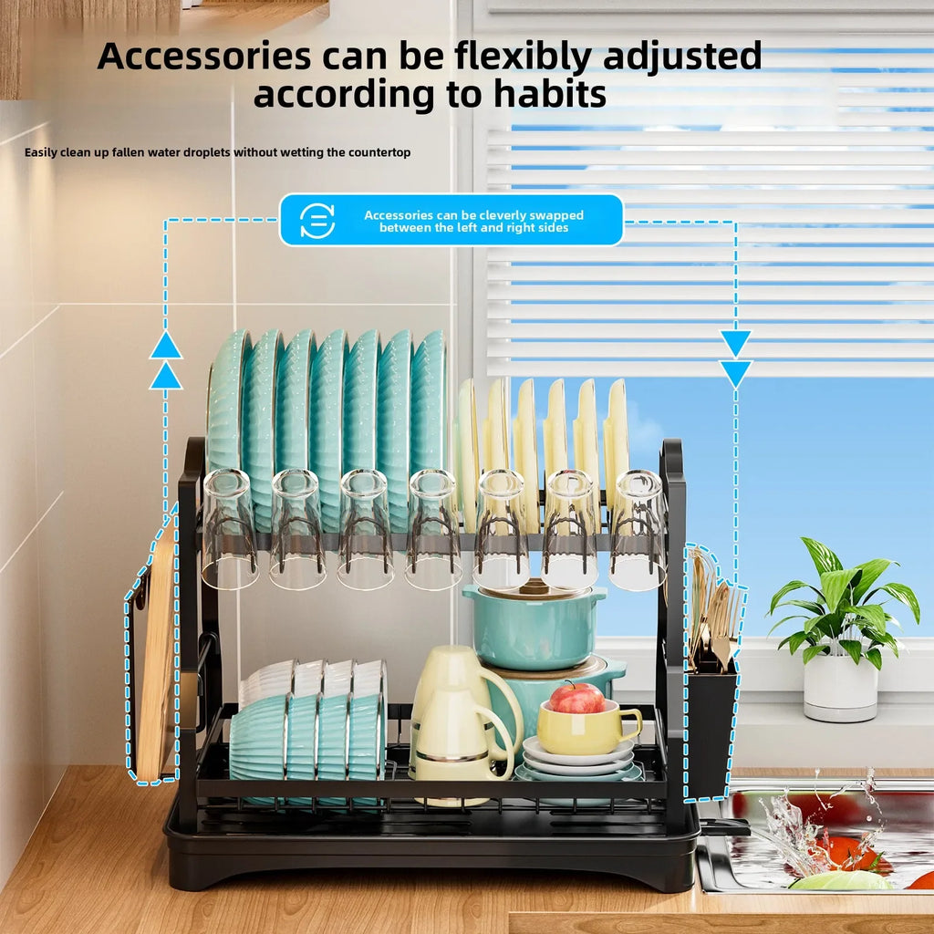 Kitchen Dish Rack Drain Rack Countertop Cupboard Shelf Removable Tableware Storage Rack Oasis Select