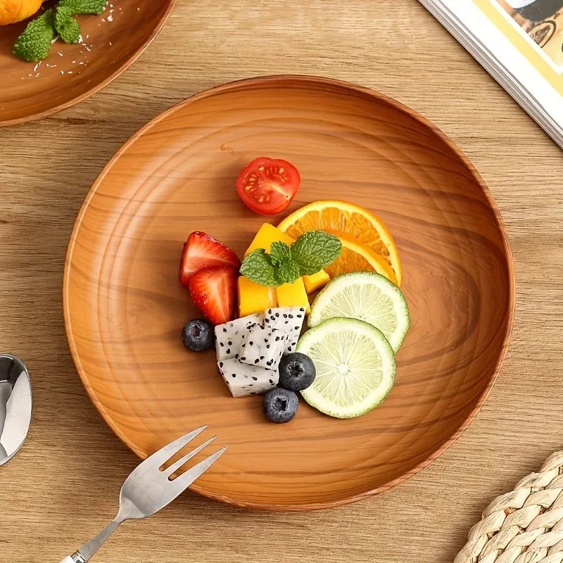 1pcs Japanese Style Tea Tray PP Plastic Rectangular Wood Grain Serving Tray for Home Hotel Restaurant Multipurpose Cup Plate Oasis Select