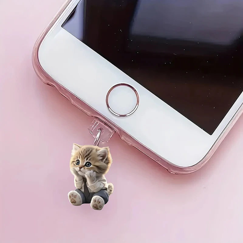 Cute Cat & Dog Type-C Dust Plug Charm Pendant