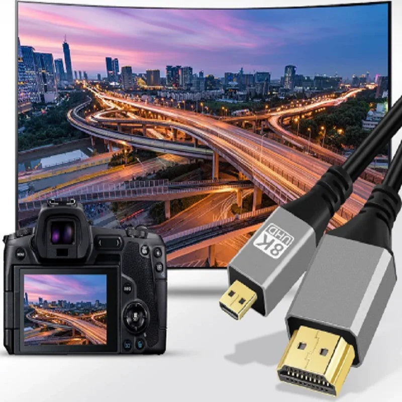 Micro HDMI 8K Cable Micro To HDTV HDMI-compatible Cable Cord For GoPro Raspberry Pi 4 Retroid Sony Camera pc TV Video Cable Oasis Select