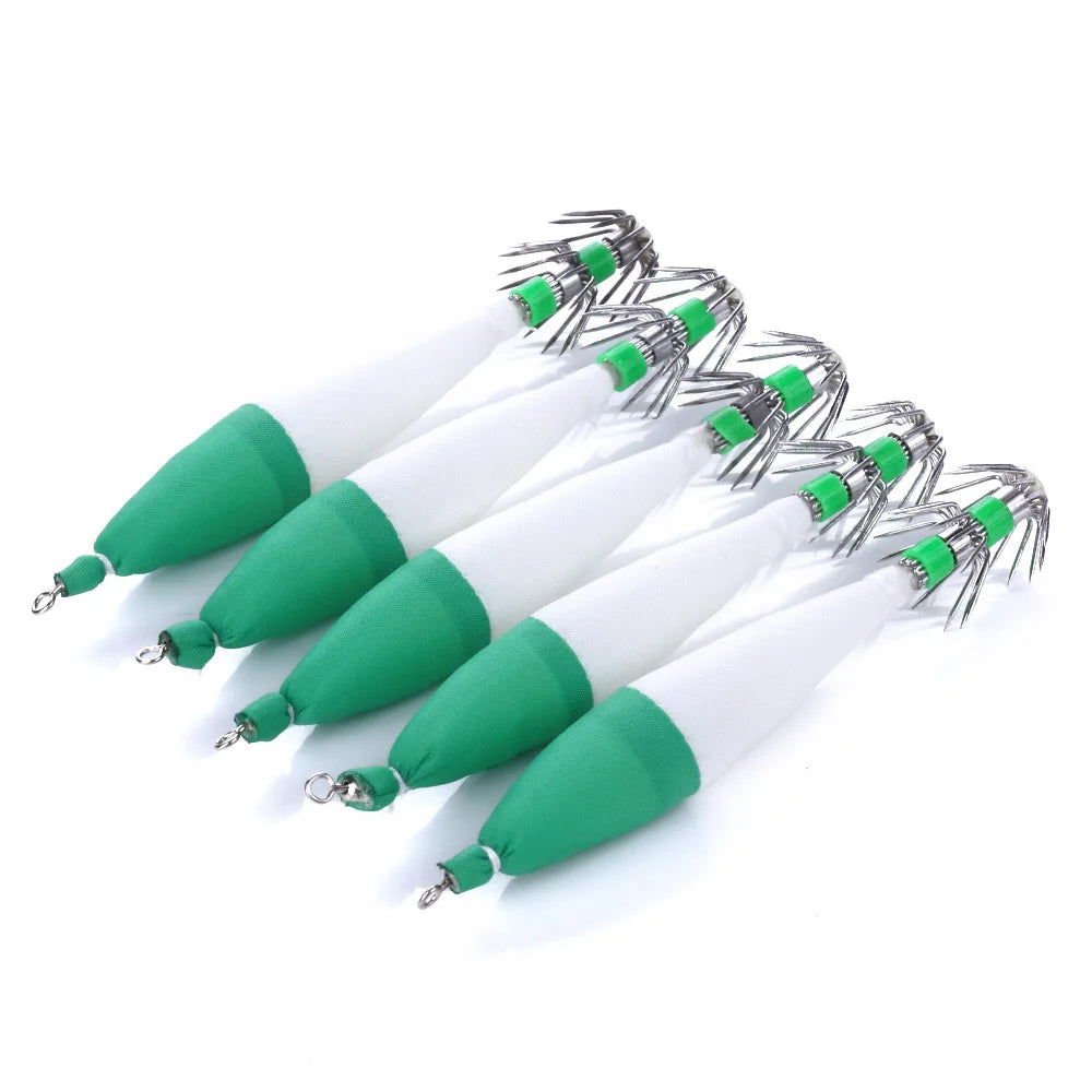 4#10.5cm/6.3g five-color luminous squid hook cloth roll squid needle explosion shrimp hook octopus hook sea fishing lure Oasis Select 5PCS 3 10.5cm
