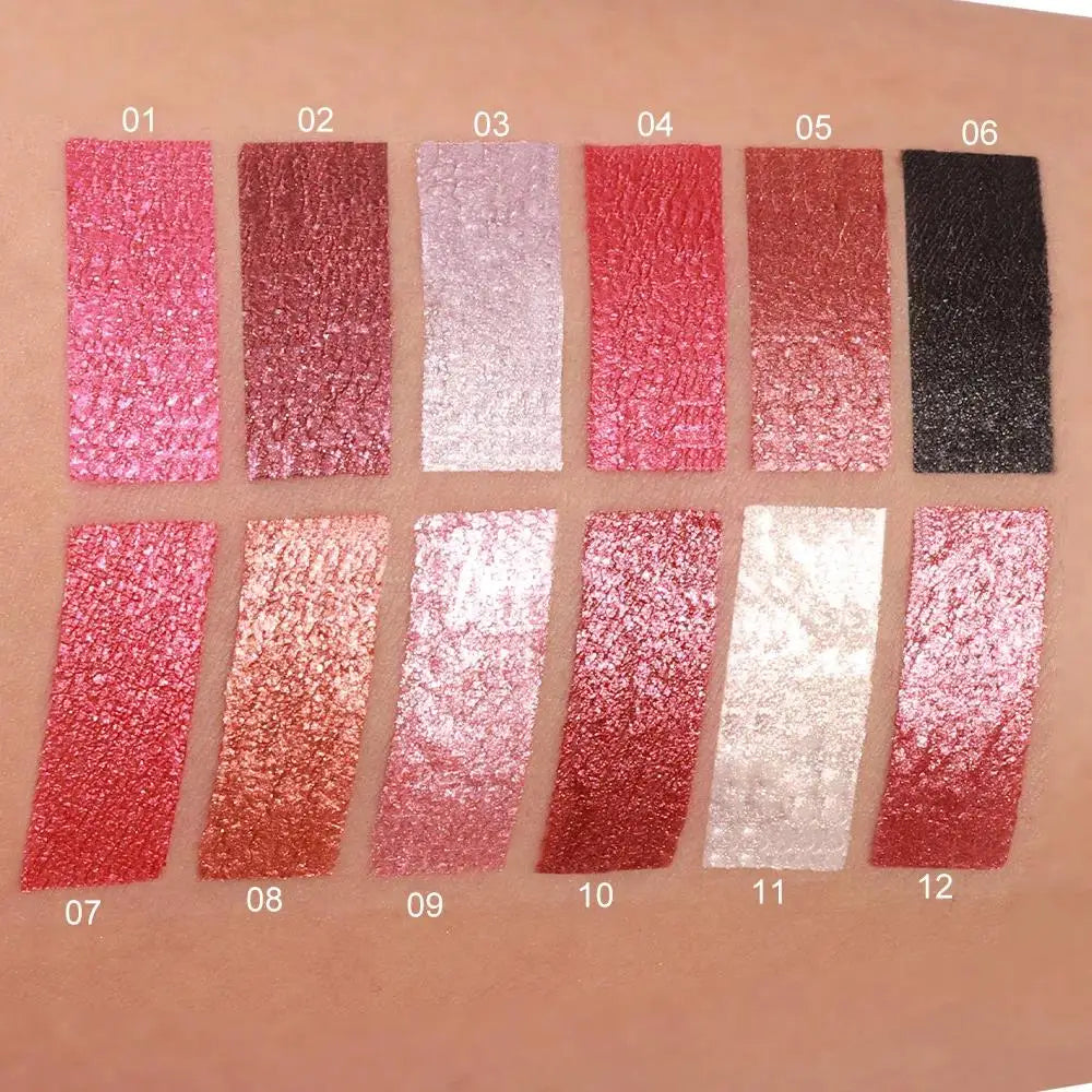 DUNUF 6-Piece Shimmer Lipstick Set – Metallic Gloss & Waterproof