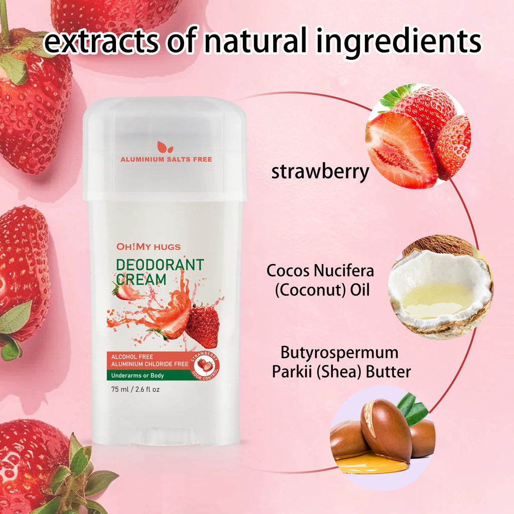 YURHERSU Strawberry Underarm Deodorizing Cream 75ml Unisex Deodorant Cream Oasis Select
