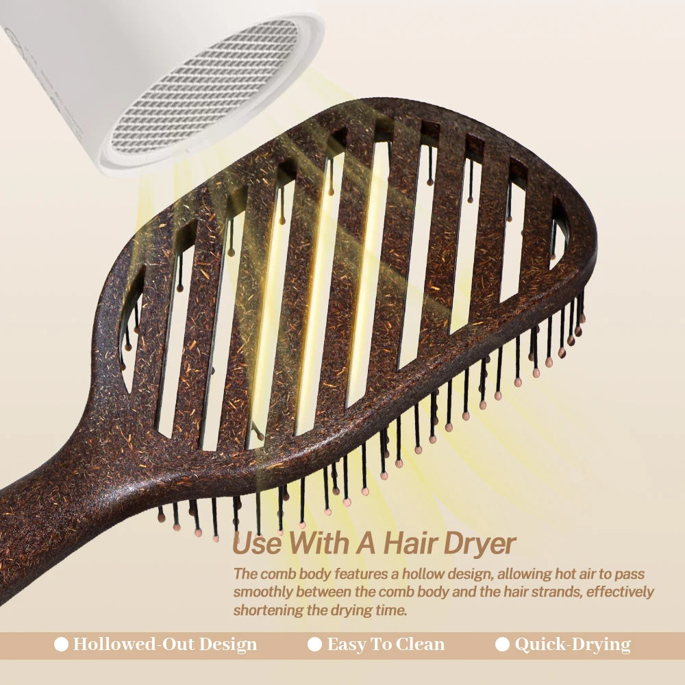 Hollow Boar Bristle Hair Brush – Detangling & Scalp Massage Detangling Hair Brush Oasis Select