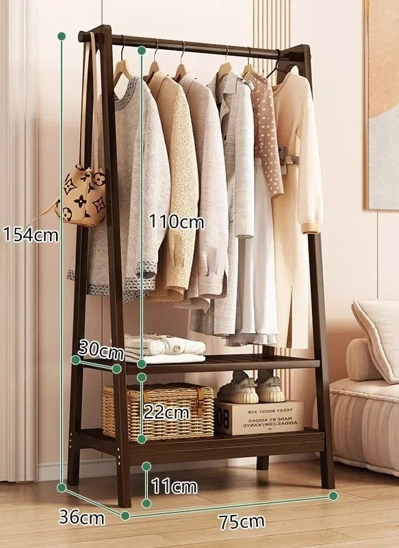 Clothes rack, floor to ceiling, bedroom, household, hanging clothes rack, simple and multifunctional storage rack, clothes rack Oasis Select double-layer 75cm B