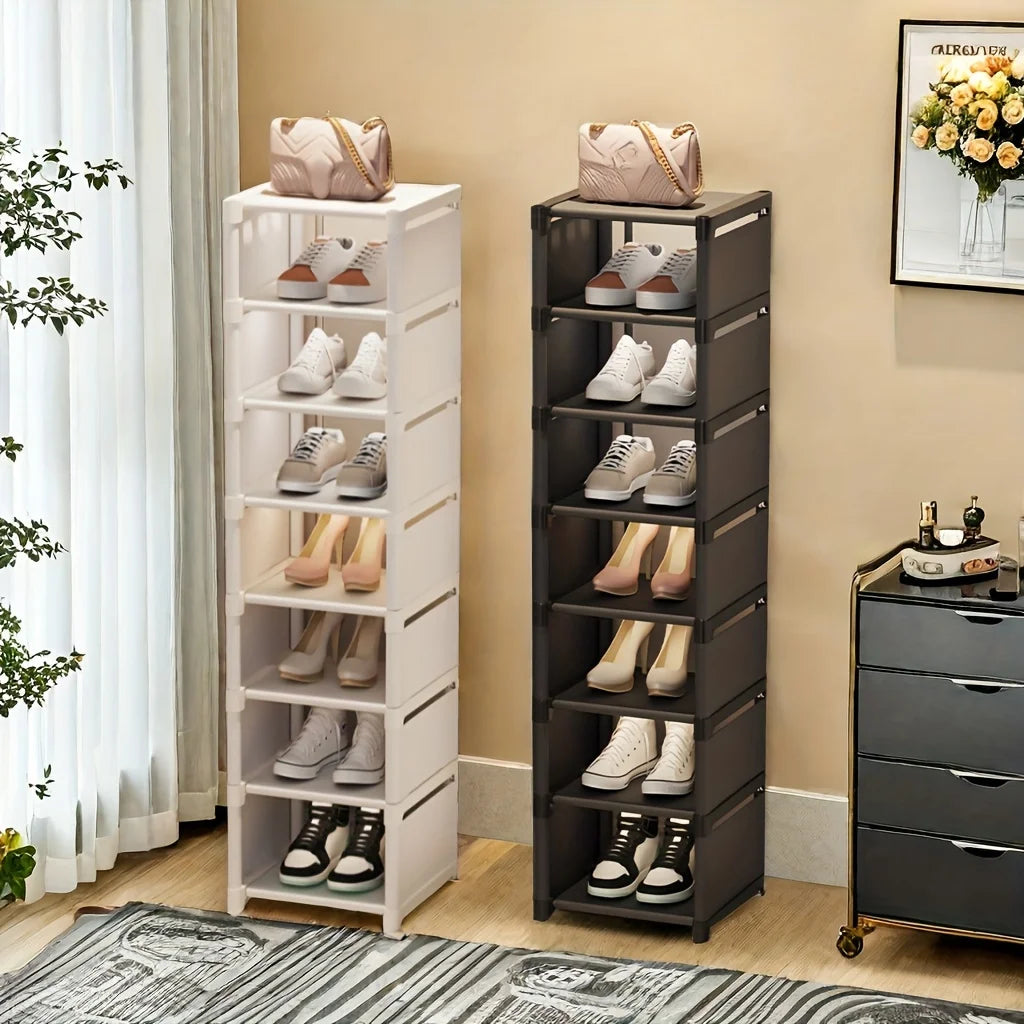 Metal Frame Shoe Rack Multi-Tier Fabric Shelves Space Saving for Sneakers Sandals Entryway Easy Assembly Holiday Storage Oasis Select