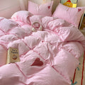 Washed Cotton Bedding Set Super Soft Cool Black Duvet Cover Set Heart-shaped Towel Bedding Skin Friendly Duvet Covers Bed Sheets Oasis Select Pink 150x200 4pcs